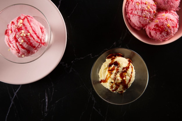 무료 사진 평평하다 맛있는 아이스크림 배열