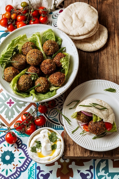 Flat lay delicious jewish food assortment