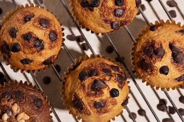 Free photo flat lay delicious muffins arrangement