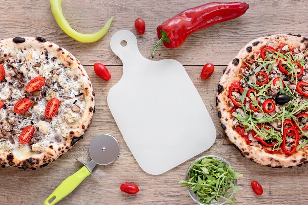 Flat lay delicious pizza arrangement