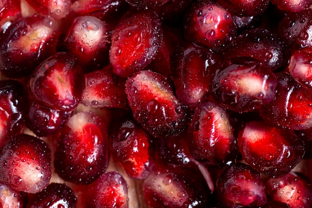 Flat lay delicious pomegranate texture