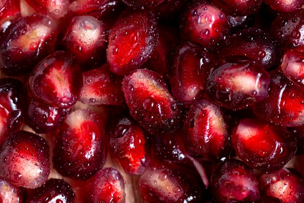 Flat lay delicious pomegranate texture