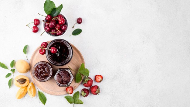 Flat lay delicious stewed fruit frame