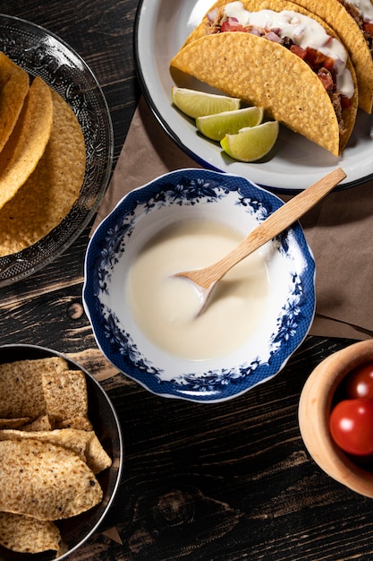 무료 사진 소스와 함께 평평한 누워 맛있는 타코