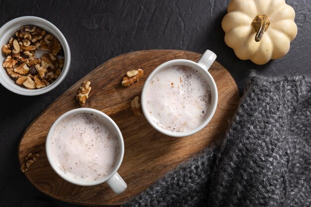 Flat lay of  delicious winter food concept