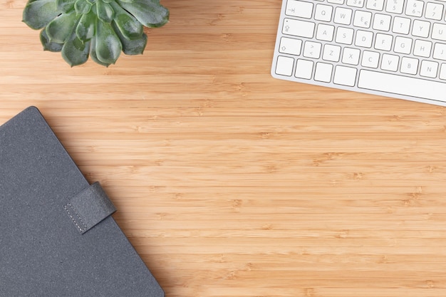 Free Photo flat lay desk arrangement with copy space