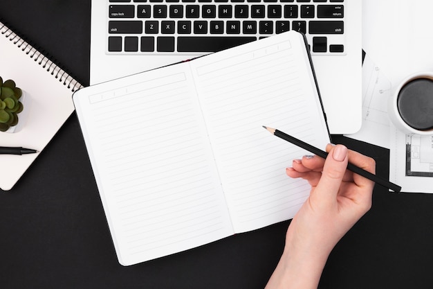 Flat lay of desk concept with copy space