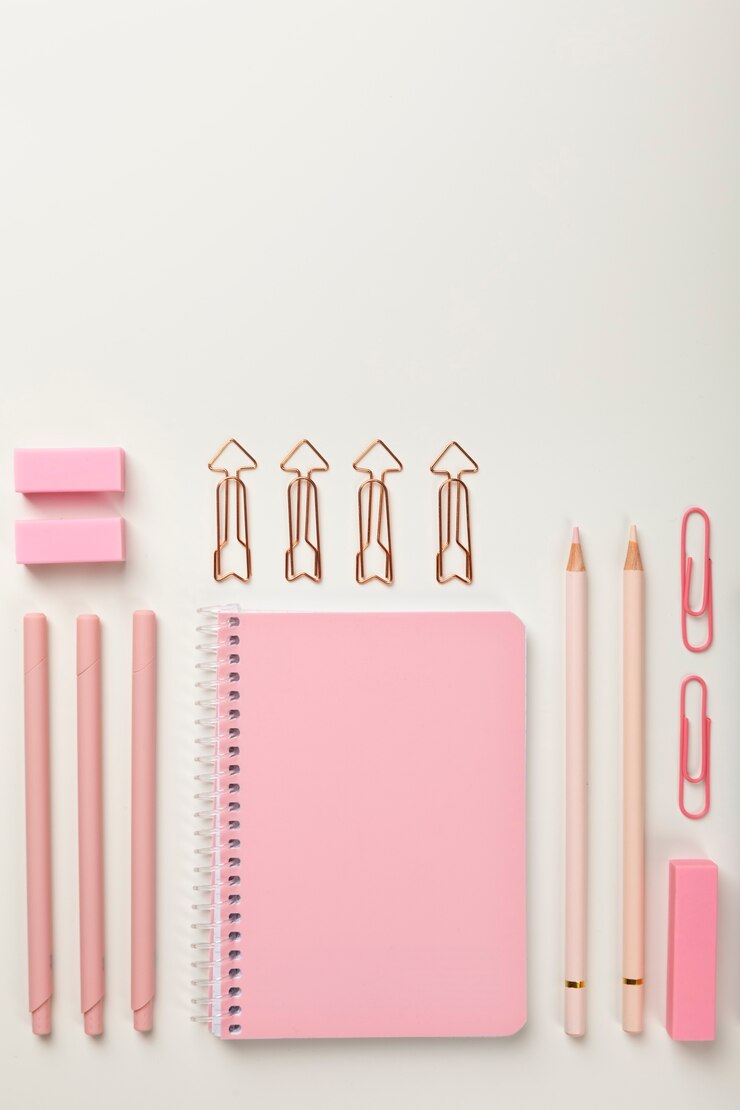 Free Photo flat lay desk tools arrangement