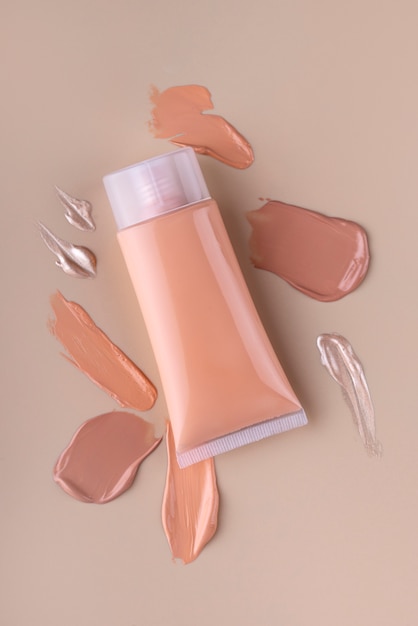 Free photo flat lay different foundation shades