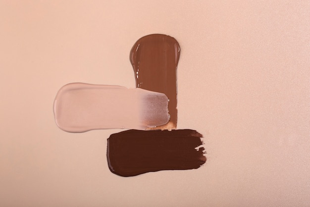 Flat lay different foundation shades