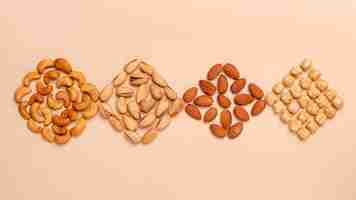 Free photo flat lay different nuts arrangement