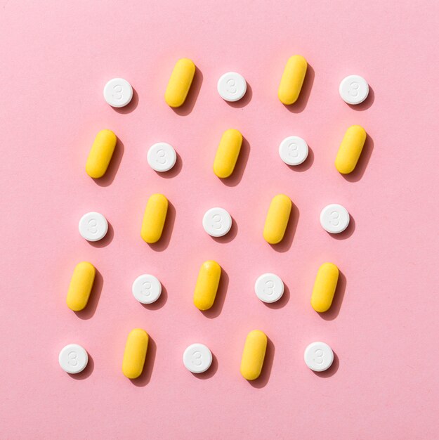 Плоская кладка разных таблеток