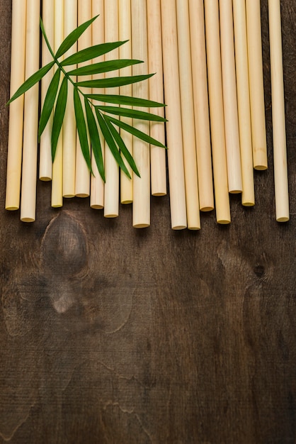 Flat lay eco-friendly environment bamboo tube straws
