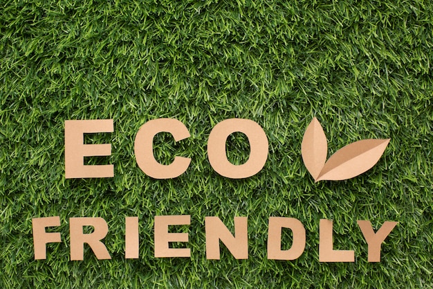 Free photo flat lay eco friendly sign