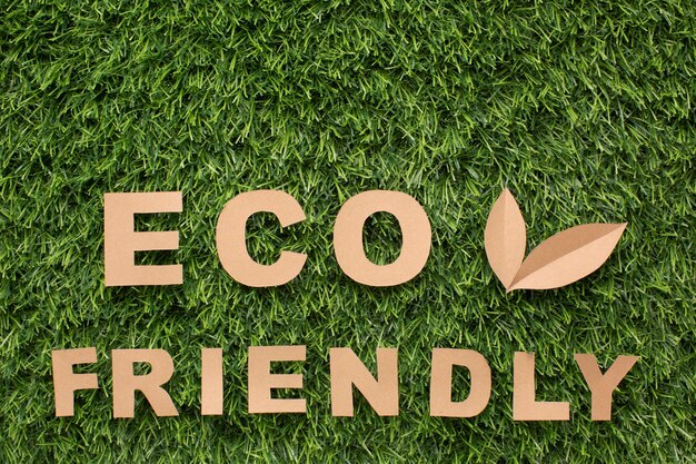 Flat lay eco friendly sign