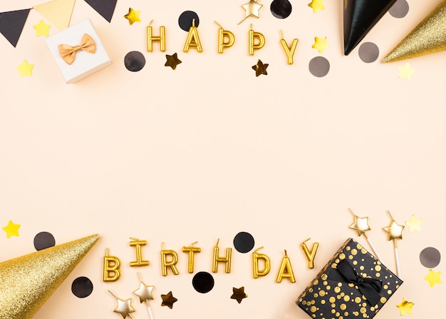 Free photo flat lay elegant birthday candles frame