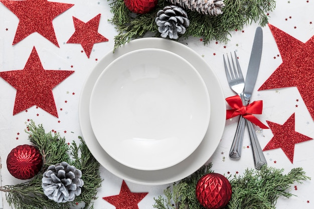 Free photo flat lay festive christmas table assortment