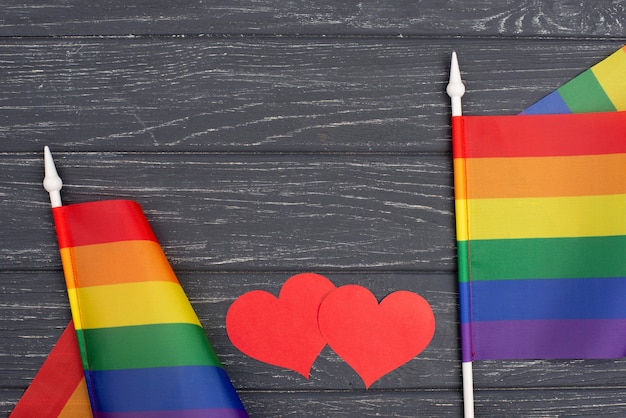 Flat lay flags for pride day