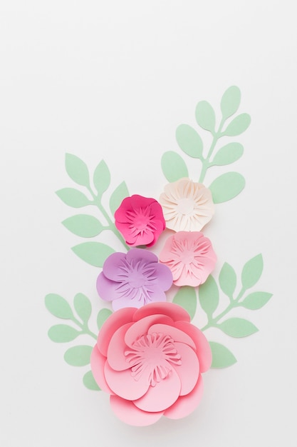 Flat lay floral paper decoration