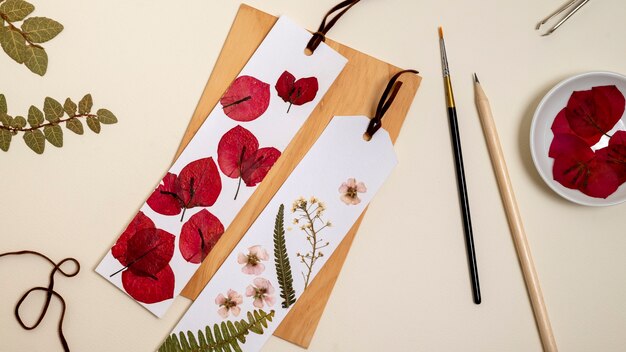 flat lay flower press technique still life