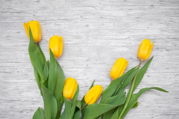 Flat lay of flowers with copyspace