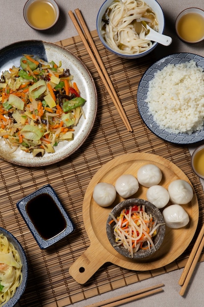 Flat lay food arrangement still life