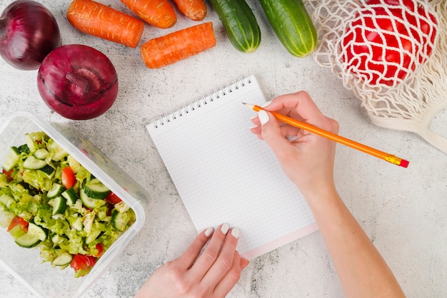 Flat lay of food concept with copy space