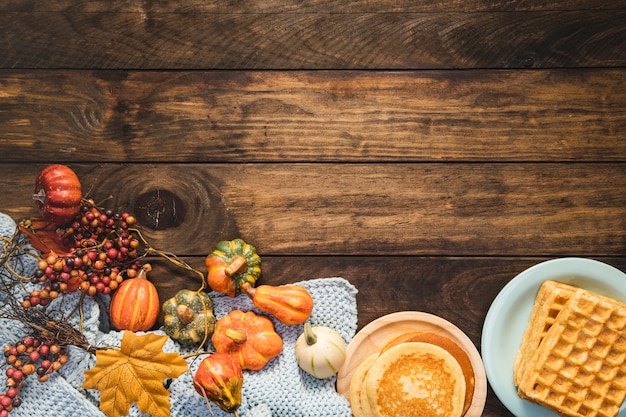 Flat lay food frame on blanket