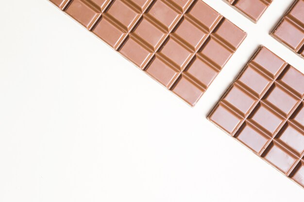 Flat lay food frame with chocolate and copy-space