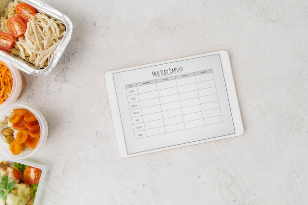 Free photo flat lay of food menu plan template