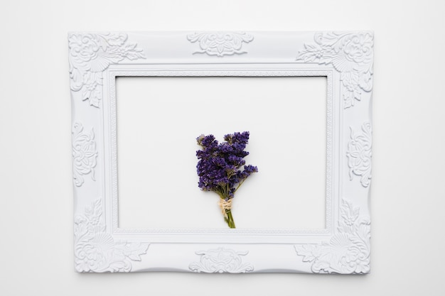 Flat lay of frame with floral concept