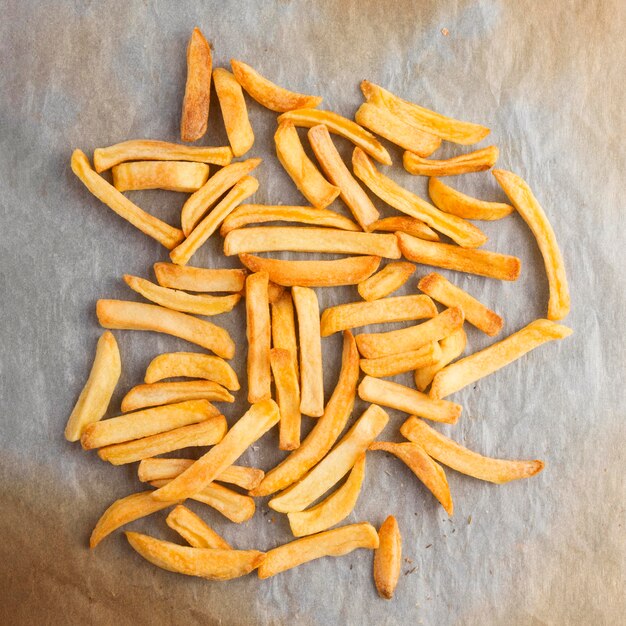 Flat lay of french fries