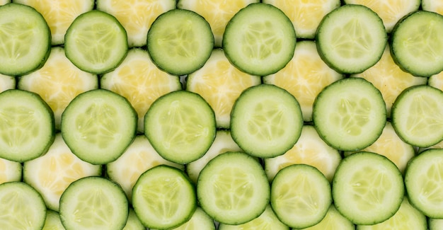 Flat lay fresh cucumber sliced texture horizontal