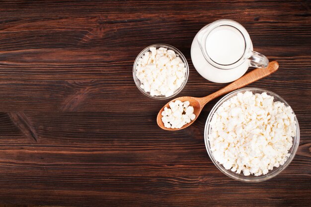 Flat lay fresh dairy products