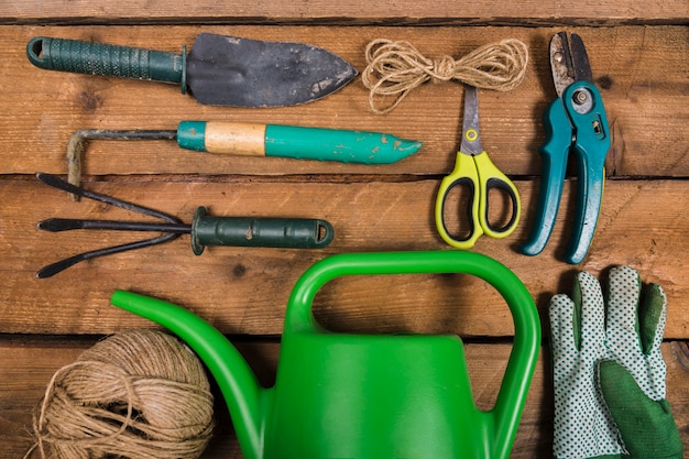 Flat lay gardening compositio