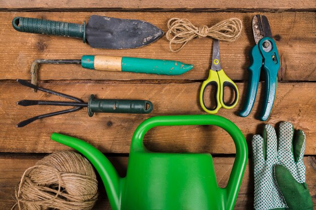 Flat lay gardening compositio