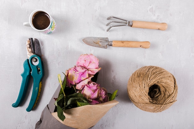 Free photo flat lay gardening compositio