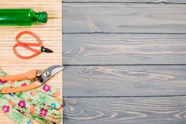 Flat lay gardening composition