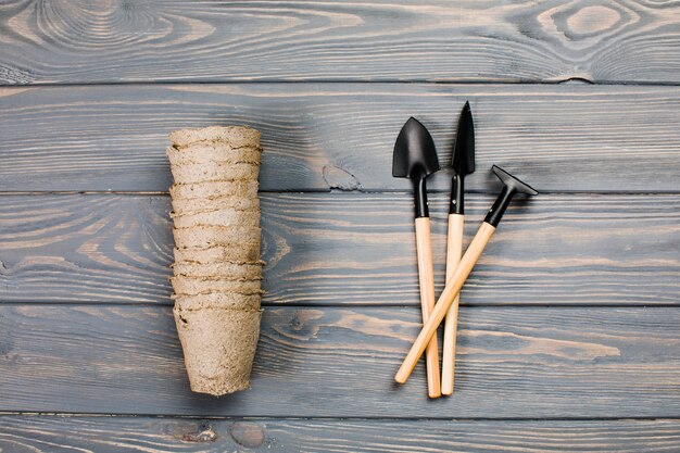 Flat lay gardening composition