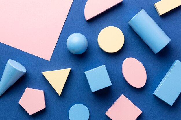 Flat lay of geometric forms