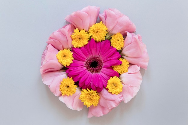 flat lay of gorgeous flowers assortment
