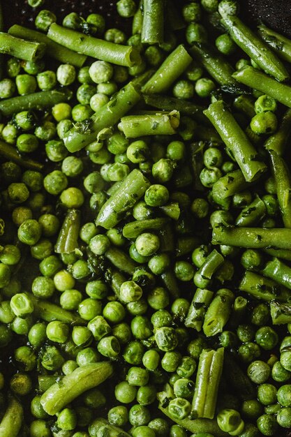 Flat lay green peas wallpaper