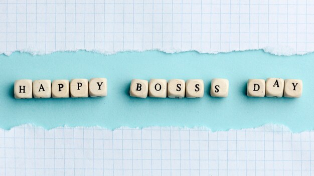 Flat lay of happy boss day concept