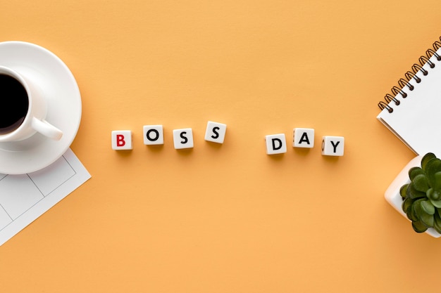 Free photo flat lay of happy boss day concept