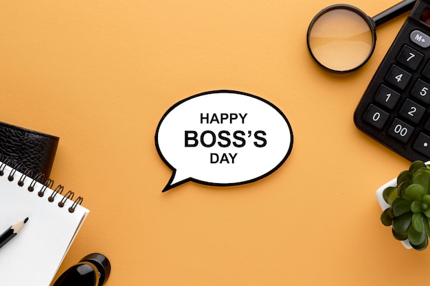 Free photo flat lay of happy boss day concept