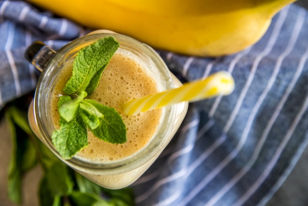 Flat lay of healthy summer fruit juice