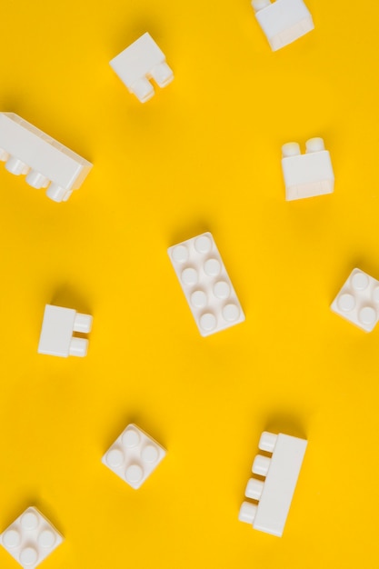 Flat lay of interlocking toy blocks for baby shower