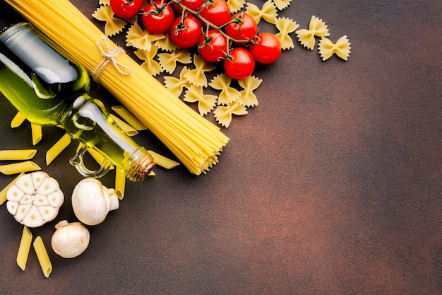 Free photo flat lay italian food composition with copyspace