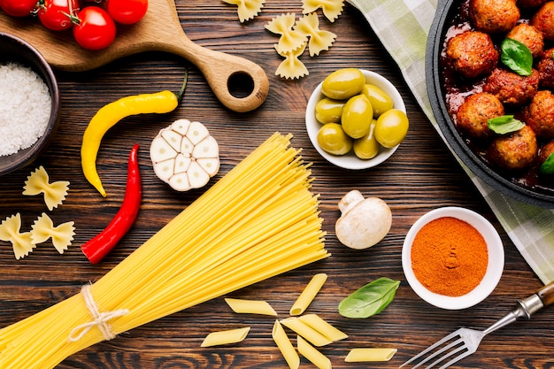 Free photo flat lay italian food composition