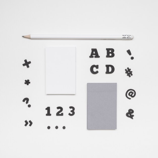 Flat lay letters and business cards